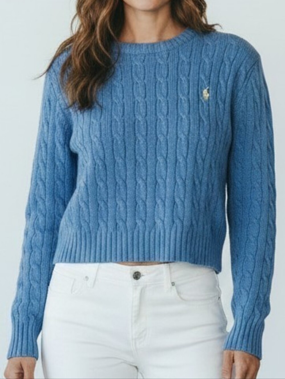 Ralph Lauren Women's 100% Cotton Cable Knit Sweater in Blue S